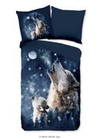 Pure Dekbedovertrek "wolf bij maanlicht" - Blauw - (135x200 cm) - Microfiber
