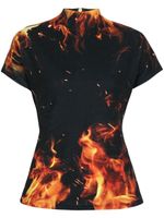 Balmain haut en velours à imprimé flammes - Noir