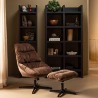 WOOOD Draaifauteuil 'Yaro' Met hocker, kleur Espresso
