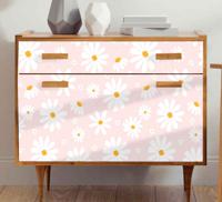 Stickers voor op meubels Madeliefje bloemen roze patroon - thumbnail