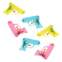 Grafix Waterpistooltje/waterpistool - 6x - klein model - 11 cm - geel/blauw/roze