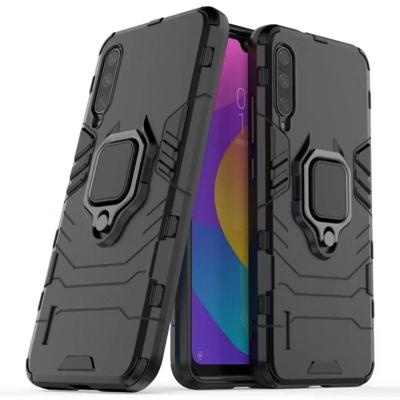 PC + TPU schokbestendige beschermhoes met magnetische ring houder voor Xiaomi mi CC9/a3 Lite (zwart)