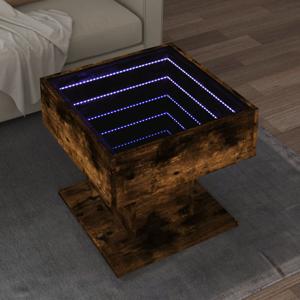 Salontafel met LED 50x50x45 cm bewerkt hout gerookt eikenkleur