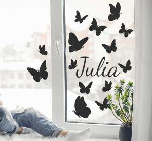 Raamsticker kinderkamer vlinders met naam