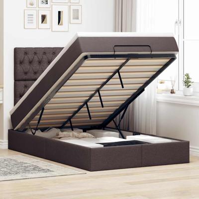 Ottoman bed met matras 120x200cm stof donkerbruin