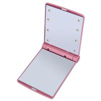 2 PC'S Lady cosmetische ijdelheid spiegel vouwen draagbare Pocket ingebouwde LED verlichting lampen (roze)