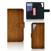 OPPO A91 | Reno3 Book Style Case Donker Hout - thumbnail