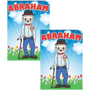 2x stuks mega deurposters Abraham 50 jaar 59 x 84 cm