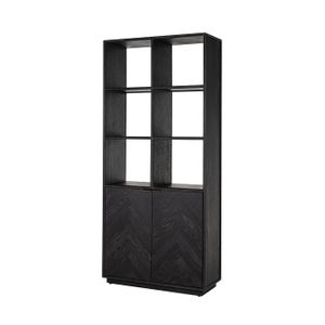 Richmond Boekenkast Blackbone Brass, 220 x 100cm - Zwart