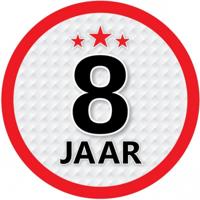 8 jaar leeftijd sticker - rond - Dia 15 cm - 8 jaar verjaardag - jubileum - leeftijd versiering