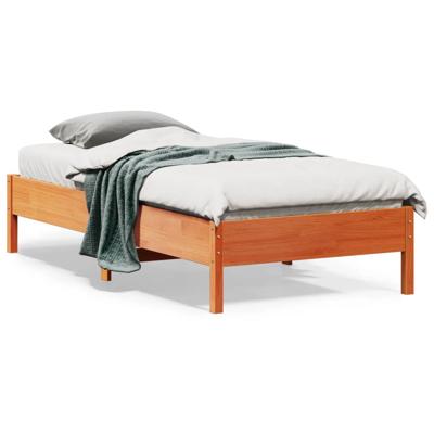 Bedframe zonder matras massief grenenhout wasbruin 90x190 cm