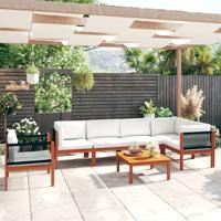 7-delige Loungeset met kussens massief acaciahout crème