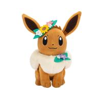 Pokémon pluchen knuffel Eevee met bloemenkroon - 20 cm
