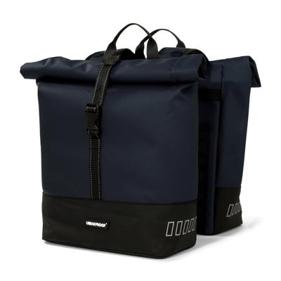 UrbanProof Gerecyclede dubbele fietstas urban proof rolltop 38 liter 30 x 15 x 42 cm - blauw