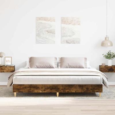 Bedframe zonder matras 200x200 cm spaanplaat gerookt eiken
