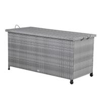 Polyrattan Kussenbox Grijs 122x56x61cm met wielen
