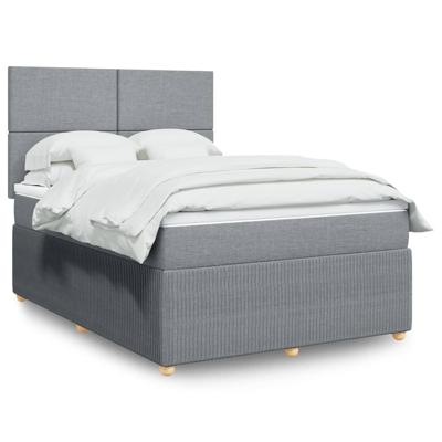 Boxspring met matras stof lichtgrijs 140x190 cm