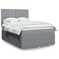Boxspring met matras stof lichtgrijs 140x190 cm