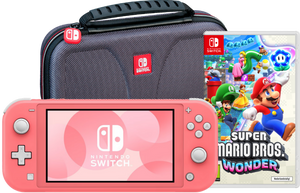 Nintendo Switch Lite Koraal + Super Mario Bros. Wonder + Beschermhoes