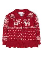 POLO RALPH LAUREN KIDS cardigan en maille intarsia à boutonnière - Rouge