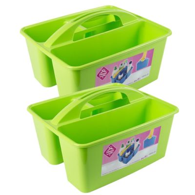 2x stuks groene opbergbox/opbergdoos mand met handvat 6 liter kunststof