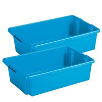 Sunware Opslagbox - 4 stuks - kunststof 30 liter blauw 59 x 39 x 17 cm