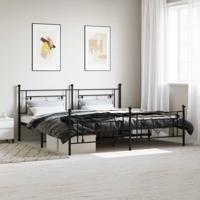 Bedframe met hoofd- en voeteneinde metaal zwart 193x203 cm