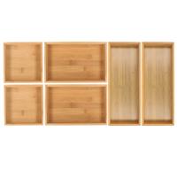 Lade bakjes organiseer set - 6x delig - bamboe hout - opbergsysteem - 30 x 70 cm