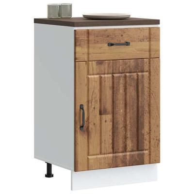 Keuken onderkast Lucca bewerkt hout oud houtkleurig