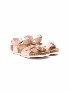 Birkenstock Kids sandales en cuir à effet métallisé - Rose