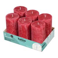 Bolsius - Rustieke Stompkaarsen 130/68 - Velvet Red - 6 stuks