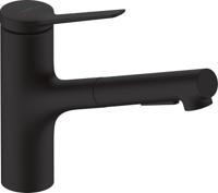 Hansgrohe Zesis M33 ééngreeps keukenkraan 150 met metalen uittrekbare vuistdouche, 2jet, mat zwart