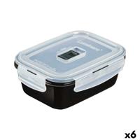 Hermetische Lunchtrommel Luminarc Pure Box Zwart 820 ml Glas (6 Stuks)