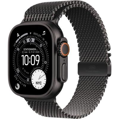 Apple Watch Ultra 3 GPS + Cellular - 49 mm - Zwarte titanium kast - Zwarte titanium Milanese Loop-band - Medium