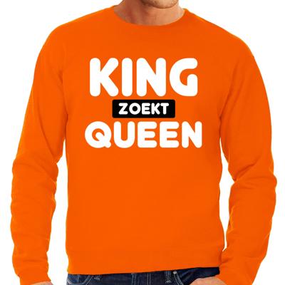Koningsdag verkleed sweater heren - King zoekt Queen - oranje