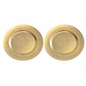 12x Diner onderborden goud glimmend 33 cm rond