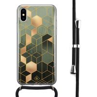 iPhone X/XS hoesje met koord - Kubus groen