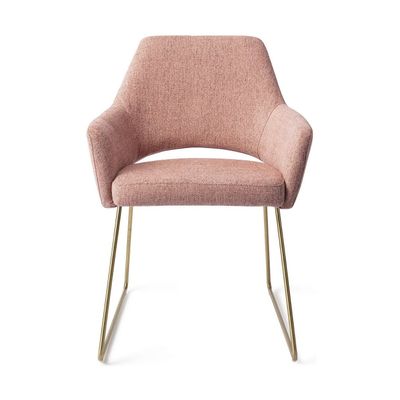 Jesper Home Yanai eetkamerstoel Pink Punch slide gold