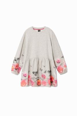 Jurk met vlinders en bloemen - BLACK - 13/14