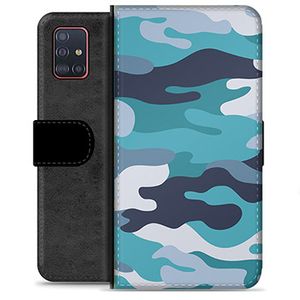 Samsung Galaxy A51 Premium Portemonnee Hoesje - Blauw Camouflage