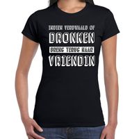 Indien verdwaald of dronken tekst t-shirt zwart dames - thumbnail