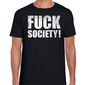 Fuck society protest t-shirt zwart voor heren