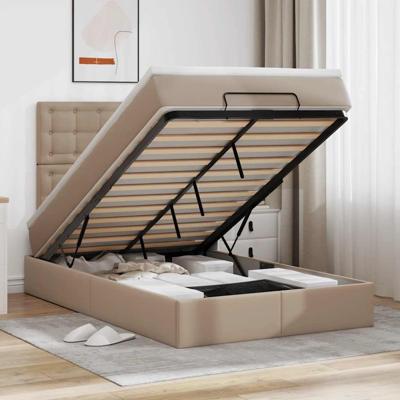 Ottoman bed met matras 120x190 cm kunstleer cappuccinokleurig