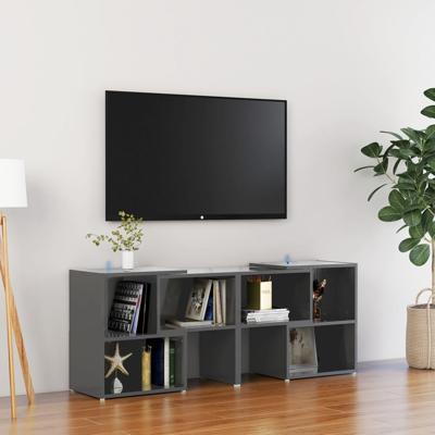 Tv-meubel 104x30x52 cm spaanplaat hoogglans grijs