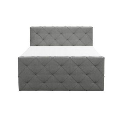 Boxspring met opbergruimte en voetbord Liv geruit - lichtgrijs - 160x200cm - Leen Bakker