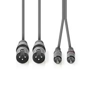 Nedis COTH15210GY15 audio kabel 1,5 m 2 x XLR (3-pin) 2 x RCA Grijs - thumbnail