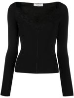 Valentino Garavani pull ajusté bordé de dentelle - Noir - thumbnail