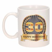 Leeftijd 30 jaar Koffiebeker - Mok - Luxe print in zwart/goud - Wit - verjaardag cadeau - 300 ml