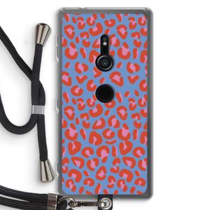 Leopard blue: Sony Xperia XZ2 Transparant Hoesje met koord