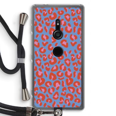 Leopard blue: Sony Xperia XZ2 Transparant Hoesje met koord